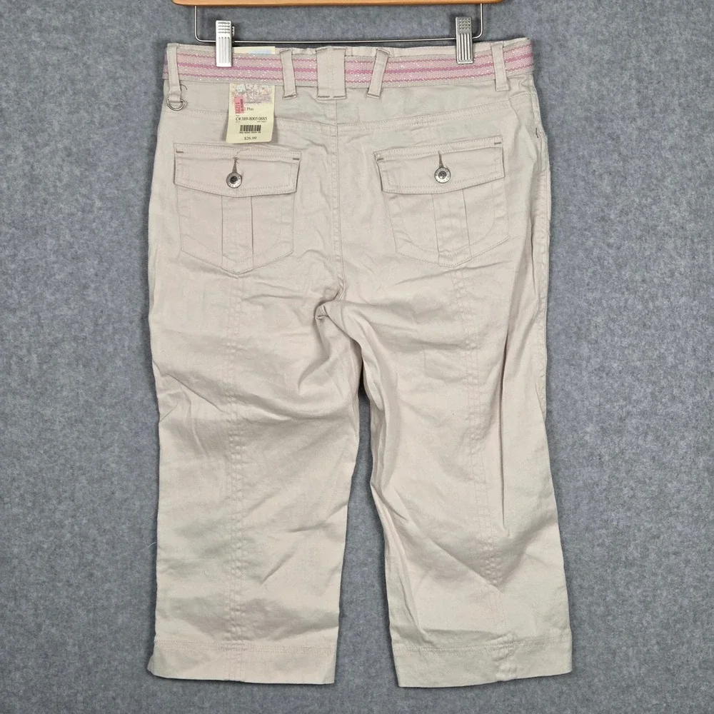 NEW Arizona Girl 12 Large Deadstock Cargo Capri Pants Light Tan w/ Belt Y2K 2000